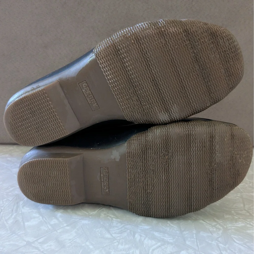 Sperry Topsider Quilted Duck Boots Black Ankle Rain Boots Womens 8W